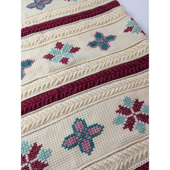 Vintage Crochet Afghan Blanket Southwestern Boho Fringe Throw 68" x 80" Cabin... - Picture 3 of 10